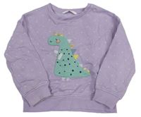 Lila bodkovaná á mikina s dinosaurom M&S