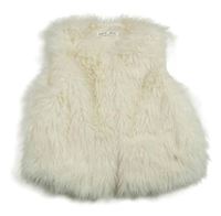 Krémová kožušinová podšitá vesta Shein