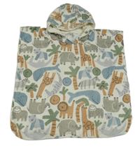 Krémové froté osuškové pončo so zvířaty a kapucňou zn. Tu