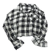 Čierno-biela kockovaná crop blúzka H&M