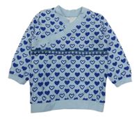 Svetlomodrá ľahká mikina so srdiečkami