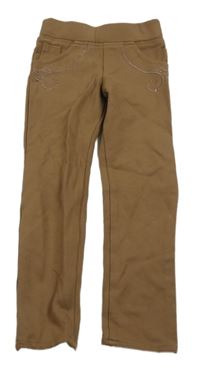 Hnedé tregíny s výšivkami