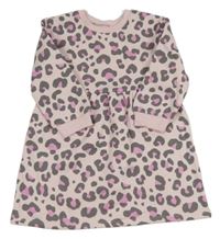 Ružové teplákové šaty s leopardím vzorom Matalan