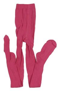 Tmavorůžové žebrované punčocháče Primark