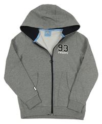 Šedá melírovaná fotbalová propínací mikina s číslem a kapucí - Manchester City