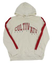 Smetanovo-červená mikina s nápisem a kapucí Zara