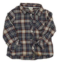 Tmavomoddro-bílo-oranžová kostkovaná košile Tape A L'oeil