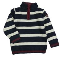 Tmavomodro-smetanový pruhovaný svetr Topolino