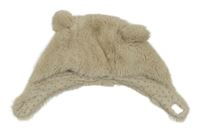 Béžová kožešinová beranice s oušky Zara