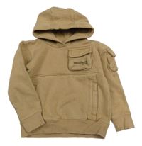 Hnedá mikina s vreckom s nápisom a kapucňou Next