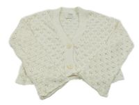 Smotanový perforovaný prepínaci crop sveter Zara