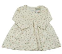 Nové - Světlebéžové květované žebrované bavlněné šaty Primark