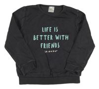Antracitová mikina s nápisem - Friends