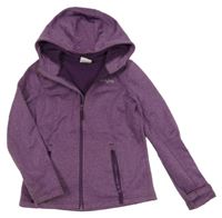 Fialová melírovaná softshellová bunda s nápisem a kapucí Yigga
