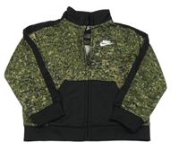 Khaki-černá sportovní propínací mikina se vzorem Nike
