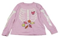 Ružové tričko s kostmi a sladkostmi Kuniboo