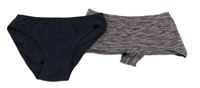2x kalhotky - tmavomodré + růžovo-tmavomodré melírované