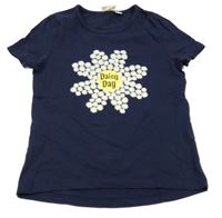 Tmavomodré tričko s květinami Kids