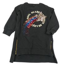 Černé teplákové šaty s kometou z flitrů Next