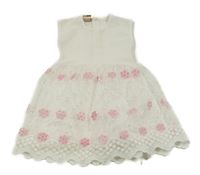 Biele šaty s tylovou sukní s výšivkami květin