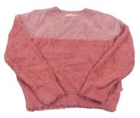 Ružový chlpatý sveter