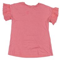 Růžové tričko s madeirou Matalan