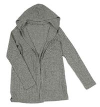 Sivý ľahký svetrový cardigan s kapucňou C&A