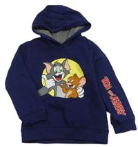 Tmavomodrá mikina s Tomem a Jerrym a kapucňou
