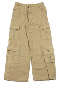 Béžové široké rifle s kapsami shein