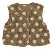 Hnedá bodkovaná á huňatá podšitá prepínaci vesta Next
