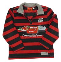 Červeno-tmavosivá pruhovaná fleecová mikina s Cars