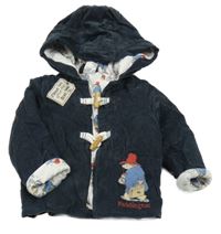 Tmavošedá podšitá manšestrová bunda s Paddingtonem 