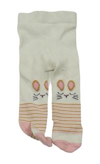 Smetanové punčocháče s králíky a růžovými proužky Next