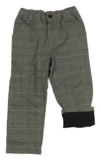 Šedé kostkované podšité kalhoty C&A