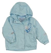 Světlemodrá šusťáková zateplená bunda s Elsou a kapucí Disney