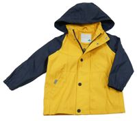 Žlto-tmavomodrá nepromokavá jarná bunda s kapucňou Primark