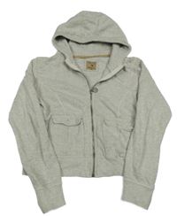 Sivá melírovaná prepínaci crop mikina s kapucňou