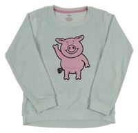 Světlemodré sametové pyžamové triko s prasátkem M&S