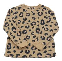 Hnedo-čierne fleecové leopardí tričko M&S