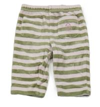 Khaki-růžové pruhované sametové tepláky Next