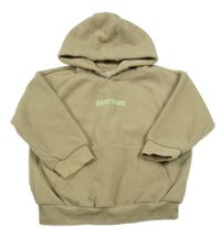 Béžová fleecová mikina s nápisom a kapucňou