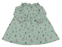 Zelené květované žebrované šaty Topolino