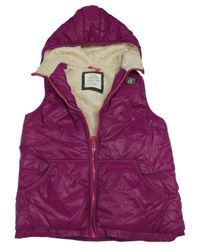 Fuchsinová šusťáková zateplená vesta s kapucí Esprit