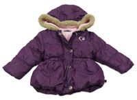 Fialová šusťáková zimní bunda s kapucí 