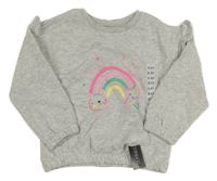 Nové - Šedá melírovaná mikina s duhou Dunnes