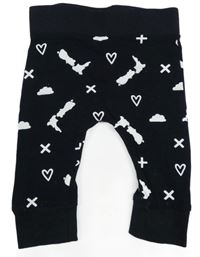 Čierne ľahké tepláky s bielým potlačou