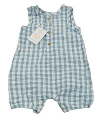 Nové - modro-biely kockovaný kraťasový overal Primark