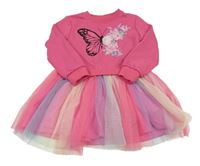 Ružové teplákové šaty s barevnou tylovou sukní shein