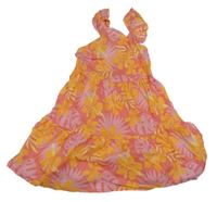 Ružovo-žlté kvetované ľahké šaty Primark