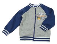 Sivo-modrá prepínaci mikina s nápisom Kiki&Koko